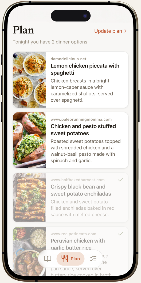 PlanDinner — this week’s dinner plan